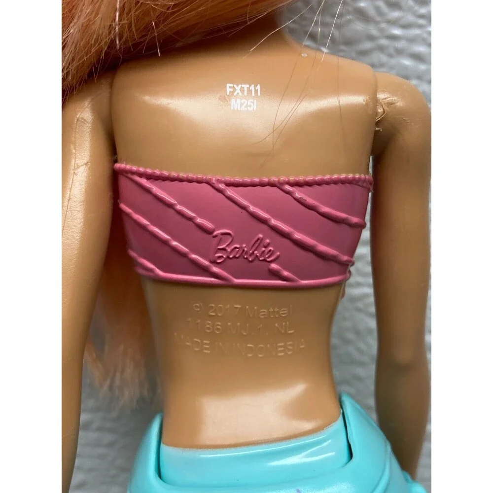 2017 Mattel Barbie Mermaid Doll Aqua Yellow Tail Peach Pink Hair 13in Tall